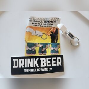 10 Barrel Beer Shotgun Opener Key Chain and Stickers
